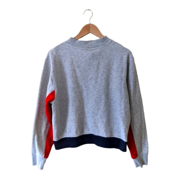Champion Women's Colorblock Campus Mock Neck Sweatshirt Size L Gray/Red/Blue - Picture 10 of 10